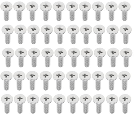 Smgda M3 x 10mm Flat Round Head Screws, 50pcs 304 Stainless Steel Phillips Drive Machine Screw, Furniture Screw Connection Bolt Screw, Full Thread, Bright Finish, Hardware Fastener, Silver