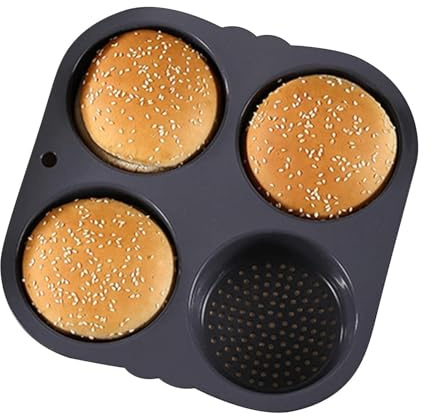 Molde de pan de hamburguesa, molde de pan de 4/6 cavidades, molde antiadherente para hamburguesas, molde reutilizable para hornear magdalenas, pasteles Whoopie, hamburguesa para hornear