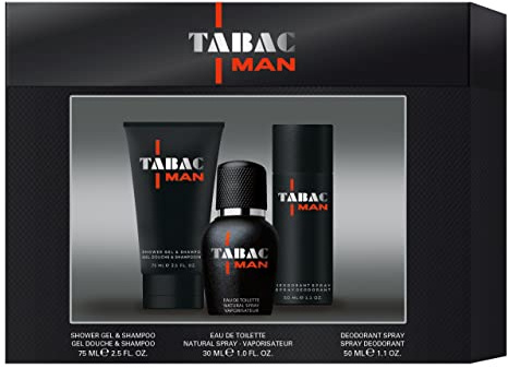 Tabac® Man Trio Set Eau de Toilette 30ml & Duschgel 75ml & Deodorant 50ml | Tabac® Man Geschenkset – Intensiv-würzige Duftkomposition mit EDT & Duschgel & Deo Spray.