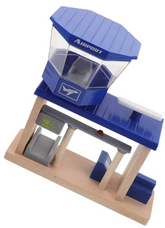 DIYEAH Flughafenschienenautos Auto B Autobahnhof Spielset Eisenbahn Zug Polizeistation Auto Spielset Rollenspiel Flugzeug Bahnhof Zug Garage Holz