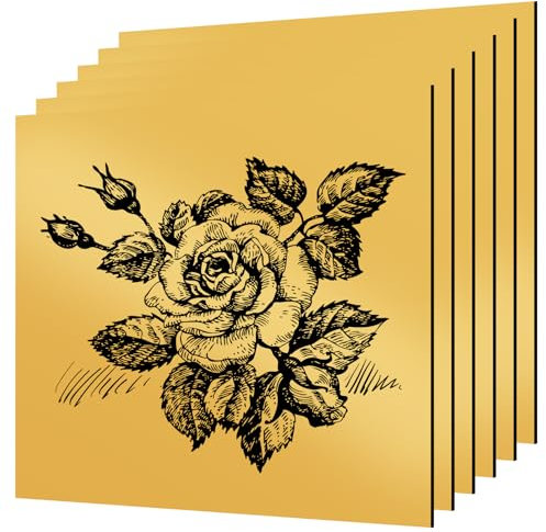 Gohytal Lot de 6 plaques en verre acrylique doré gravé au laser - 30 x 20 cm - 1,3 mm - Plaque acrylique pour plaque nominative de porte d'entrée - Plaque de gravure pour découpe DIY