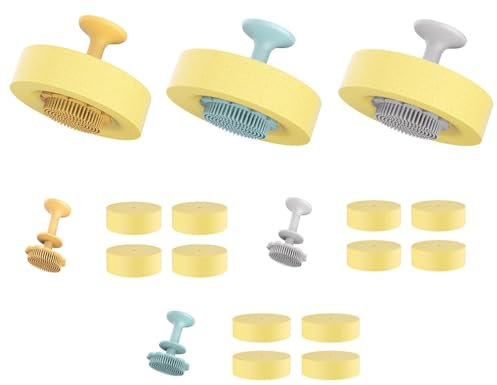crayfomo 3 unids Esponja de Cocina con Ventosa Desmontable no perjudicial Cepillo lavavajillas de Doble Cara, Limpieza Fuerte