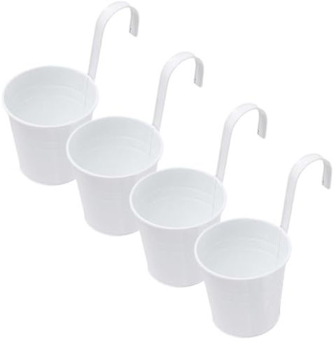 NOLITOY Blumentopf Groß Aussen Hängeampel Blumentöpfe zum Aufhängen: weiß 7.09x3.94x3.94 Zoll Blumenkübel Halterung Balkon Hängepflanzen Topf Hängeblumentopf Garten Camping Klassenzimmer, 4 Stück