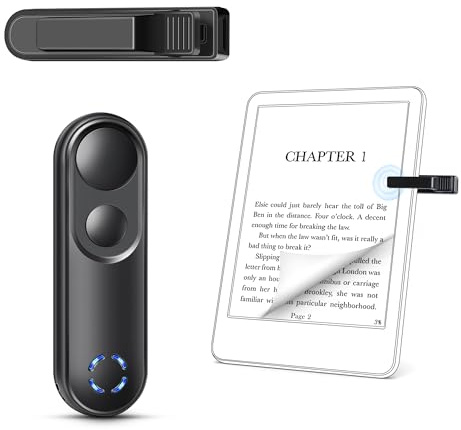 Smanu RF Remote Control Page Turner for Kindle Paperwhite Oasis Scribe eReader, Page Turner Clicker for iPad iPhone Tablets Reading Novels Taking, Phone Camera Video Record Triggers