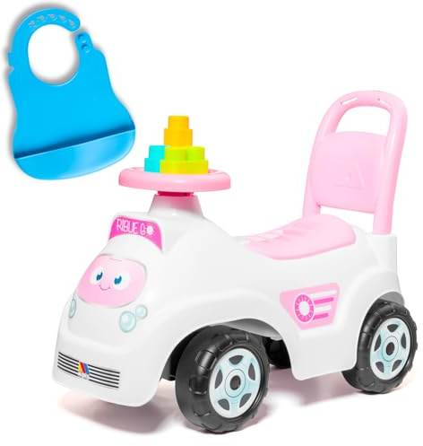 Moltó Riblie Go Lauflernhilfe mit 10 Blöcken + Lätzchen aus Silikon, 2-in-1 Lauflernwagen und Läufer für Babys, sicher, lustig und bunt, von 10 bis 36 Monaten