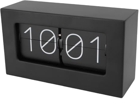 Greensen Retro Flip Clock Mechanische Desktop-Uhr Edelstahlbasis | Große fettgedruckte Zahlen für einfaches Ablesen, Mechanischer Kartenwechsel für reibungslosen Betrieb, Flip-Uhr für Wohnzi