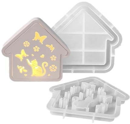 Jubilofex Haus Silikon Backform,Katzen Zuhause Harzguss Form | Deko Kreatives Bastelzubehör Für Weihnachten Garten Halloween Wohnzimmer Kinderzimmer Schreibtisch Schule