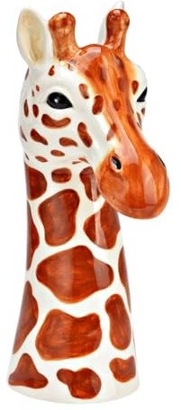 Vase aus Keramik Tierform Tierkopf Giraffe bemalt und glasiert 30 cm hoch Blumenvase Büste Kopf