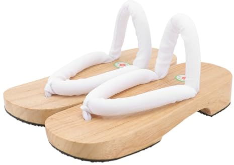 Hemobllo Sandales Plates Bois et Caoutchouc pour Femmes Semelle Antidérapante Style Rond Confort pour Plage Adaptée