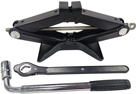 TOP DRIVE Kit Cric a Forbice per Auto da 2 Tonnellate Portatile, Ideale per SUV e Auto - Kit di Emergenza Universale con Chiave Inglese