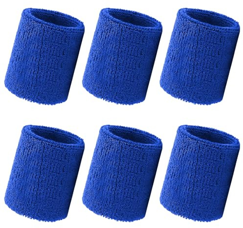 6 Pieces Sweatbands Kid Wrist Sweatband Sports Sweat Band Sweat Bands Wristbands Absorbent Sports Wristband, Elastic Cotton Wristband for Gym Basketball Football Tennis Running Sports