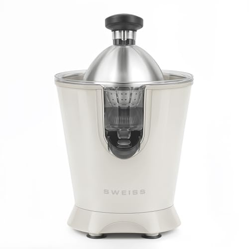 SWEISS - Exprimidor eléctrico profesional ZEST8, boquilla antigoteo, apto para lavavajillas, aparato silencioso, brazo articulado potente 160 W, color beige