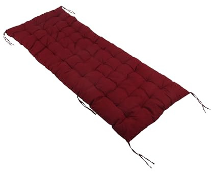 Relaxdays Bankauflage, 190x70 cm, gepolstert, gesteppt, mit Bändern, Outdoor, Bankkissen für Gartenbank, Paletten, rot