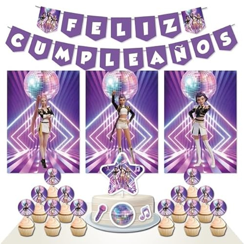 Decoración Cumpleaños Htx6 - 3 Carteles A3, 2 Banderines, 1 Cake Topper, 12 Toppers - Diseño Htx6 para Fiestas Infantiles (Pack 2)