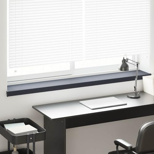 GeenYuu davanzale antracite con venature del legno in PVC, 140 x 25 x 4,5 cm, per interni ed esterni, facile da montare con colla, impermeabile, facile da pulire, superficie stabile per piante e