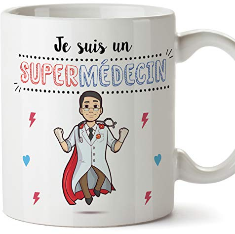 Mugffins Médecin Tasses Originales de café et Petit-déjeuner à Donner Travailleurs Professionnels - Je suis Un Super Medécin - Céramique 350 ML