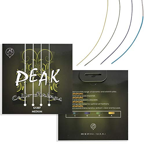 MI&VI PEAK Classic Cello Strings — 1/2 Scale Full Set (A-D-G-C) | Student Best Choice | German Steel Rope Core | Ball-Ends | Medium Gauge Tension - By MIVI Music