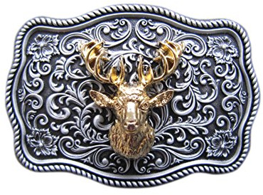 Urban Backwoods Deer Head II Gürtelschnalle für Wechselgürtel Buckle