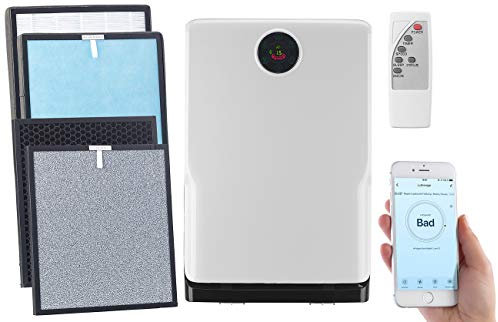 Sichler Haushaltsgeräte UVC Luftreiniger: 6-Stufen-Luftreiniger mit UV, Ionisator, WLAN, inkl. Ersatzfilter (Ionisator HEPA, Timer, Desinfektion)