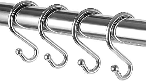 Metall-Duschvorhang-Haken, Set aus 12 Ringen, rostbeständig, S-Form, Haken für Duschvorhänge, Küchenutensilien, Kleidung, Handtücher etc. (Chrom)
