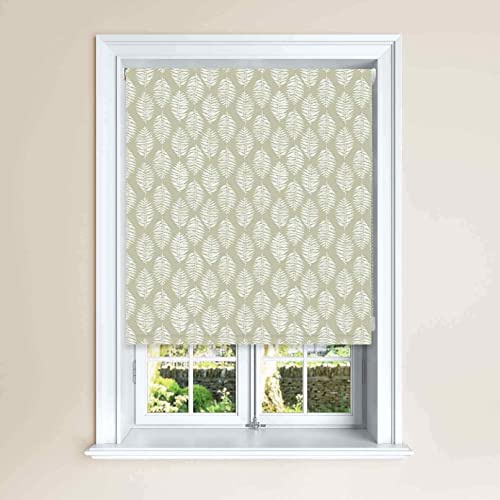 Lister Cartwright Fern Leaf Print Blackout Roller Windows Blinds Easy Fit Child Safety Cut To Size Fixing Included Made to Measure (Limpet, 60 x 140 cm)