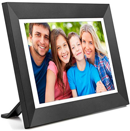 kimire Digital Picture Frame WiFi Digital Photo Frame Full HD 1366x768 IPS Touch Screen, 16GB Storage, Auto-Rotate, Support Micro Slot, Sleep Mode, Share Photos and Videos via APP(10 inch, Black)