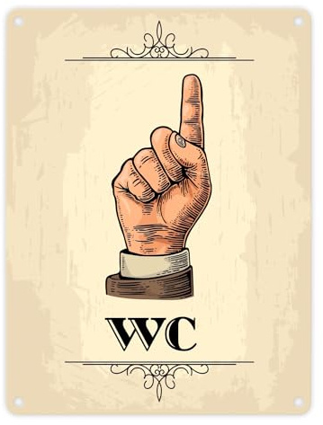 Vintage WC Schild Richtungsschild Durchgang in beige