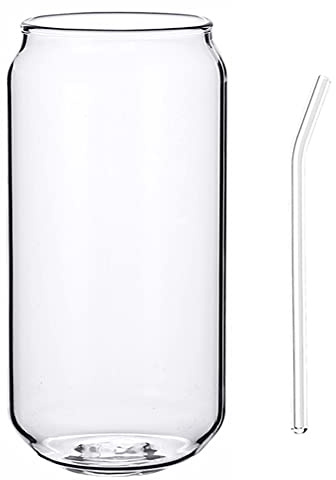 Transparent Glass Cup with Straw for Milk, Coffee, Juice, and Cocktails - 500Ml Round Smooth Mouth Design for Home, Office, and Bar Use