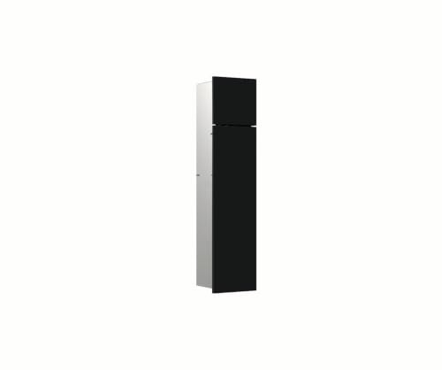 EMCO ASIS PURE Unterputz Bad Schrank für Klobürste, Hochschrank & Badezimmerschrank mit Toilettenpapierhalter und Fach Schwarz (matt) 73 cm Unterputz Türanschlag rechts Papierführung unten