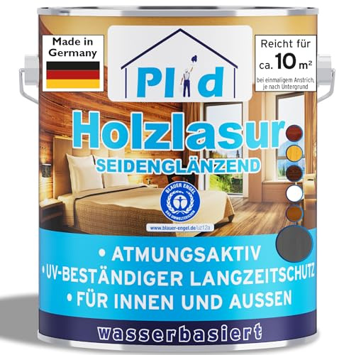 PLID® Trälasyr Inomhus & Utomhus Grå 0,75L – Träskyddlasur Außen mit UV beständigem Langzeitschutz- Grundierung Holz Außen – Träskyddgel – Holz Lasur atmungsaktiv – Made in Germany