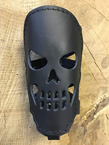 Flaschenhalter Skull schwarz von ORLETANOS kompatibel mit Harley Davidson Leder Heritage Street Bob Fat Bob Low Rider Getränkehalter Motorrad