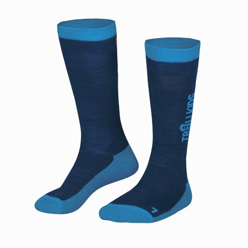 Trollkids Ski Socks Children's Ski Socks, Midnight Blue/Bright Blue, 23-26