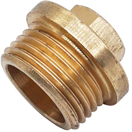 SKIR'CO Lot de 4 Bouchons à Bride en Laiton 3/8, Bouchon D'Obturation Mâle, Bouchons de Tuyau Hexagone, Filetage BSP Mâle