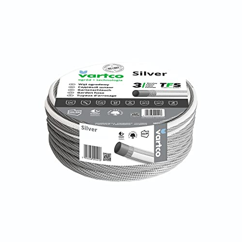 Vartco Silver TFS 3-lagiger Gartenschlauch Wasserschlauch Flexibel Anti Twist Schlauch Gartenbewässerung Flexischlauch UV-beständig 25 Bar (3/4 30m)