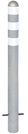 Ladesäulen Rammschutz-Poller aus Stahl, H 800 mm, Reflexringe weiß, zum Einbetonieren