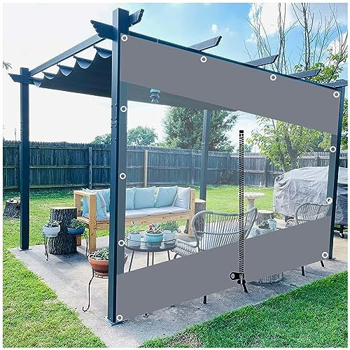 wasserdichte Outdoor-planenseitenwände, 0,3mm Transparent PVC-planen Vorhänge Mit Reißverschluss, Pergola Gazebo Patio Porch Planenseitenwände, Klare Trennwand Regenvorhänge,LxH-2.3x2m/7.5 * 6.6ft
