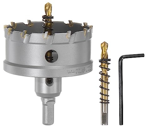 QUARKZMAN Lochsägen set 70 mm Hartmetall Bohrkrone, Dosenbohrer Hartmetallschneider mit 2 Zentrierbohrer & Sechskantschlüssel für Edelstahl Eisen Legierung Holz Kunststoff Kupfer Aluminum