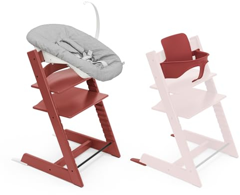 Stokke Tripp Trapp Stuhl mit Newborn Set und Baby Set, Warm Red - Sicher, verstellbar, ergonomisches Design