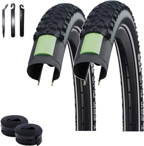 2 x Schwalbe Smart Sam Plus Performance E-50 DD Greenguard Schwarz-Reflex 57-584 (27.5 x 2.25) + 2 x Schwalbe Schläuche AV19 inkl. Reifenheber