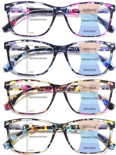 CLASAGA Progressive Multifocus Reading Glasses for Women, Pattern Print Blue Light Block Stylish Ladies Computer Readers (pattern design, 2.0, x)