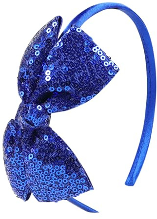 AMYDECOR Royal Blue Sequin Bow Headband for Girls - Boutique Style Hair Accessory with Bow Ribbon - 1 Piece