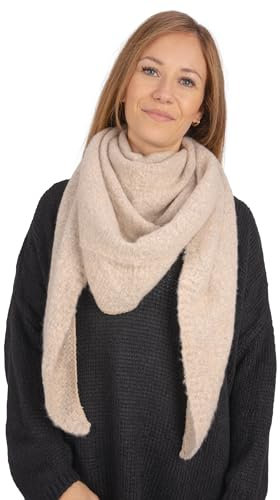 Lolus Kuschelig weicher Damen Schal in dreieck Form uni Farben Accessoires - Paola (beige DR1)