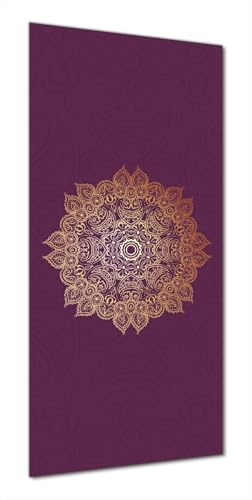 Wallario Selbstklebende Duschrückwand 80 x 180 cm mit Motiv goldenes Mandala auf violettem Hintergrund - Wandverkleidung Fließenersatz mit Hochglanzlaminat in Glasoptik