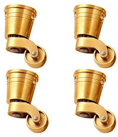 schwere Räder, rotierende Räder, Lenkrollen for Möbel, Satz mit 4 Lenkrollen aus massivem Messing, drehbare Möbelrolle mit rundem Topf, 360°-Drehung, leise, Tragfähigkeit 150 kg, mit Schrauben, geeign