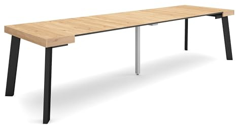 Skraut Home | Ausziehbarertisch | Multifunktionaler ausziehbarer | 300 | Für 14 Gäste | Hölzerne Beine | Moderner Stil | Eiche