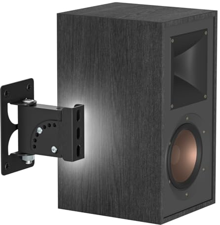 tiebutie Metal Speaker Mount for R-40M HDT-600 Klipsch Bookshelf Speaker Wall Mounts - Tilt & Swivel Adjustable Wall Mount for Klipsch with Hardware Kit for Saving Space
