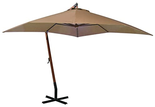 Gecheer Ombrellone a Sbalzo in Legno Abete - Parasole Decentrato 3,5x2,9 m Antracite per Giardino, Patio, Terrazzo, Piscina, Spiaggia, Mare
