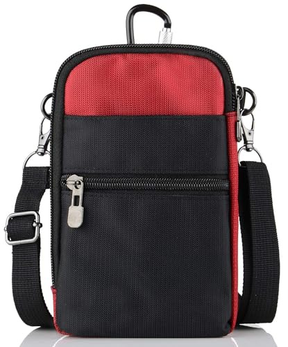 Handy Umhängetasche zum Umhängen RFID Schutz, Handy Gürteltasche mit Clip Herren Klein, RFID Blocker Handytasche Schultertasche Herren Damen Brusttasche Crossbody Messenger Bag Geldbörse Kuriertasche