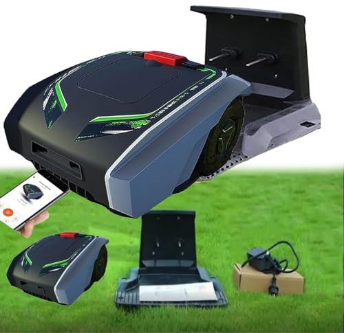 HLGKBY Automatic Intelligence Lawn Mower, APP Control Garden Robot Mower, Path Planning, Automatic Charging/Automatic Obstacle Avoidance/Automatic Rain Shelter, for 1500 ㎡ Lawns