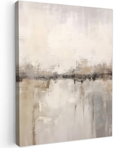 MuchoWow© Leinwand Bilder Wanddeko Wohnzimmer Aesthetic Room Decor Deko | 50x70 cm - Zimmer Wandbilder Modern Bild auf Moderne Kunst - Abstrakt - Beige